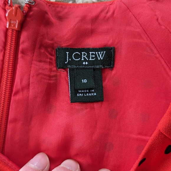 J. CREW OPTIC GRAPHIC DOT SHEATH Professional DRESS RED BLACK Sz 10 Knee Length - Picture 6 of 13